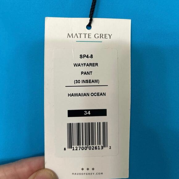 Matte Grey Wayfarer Golf Pants 34/30 Hawaiian Ocean Blue Performance Stretch New - Picture 11 of 11